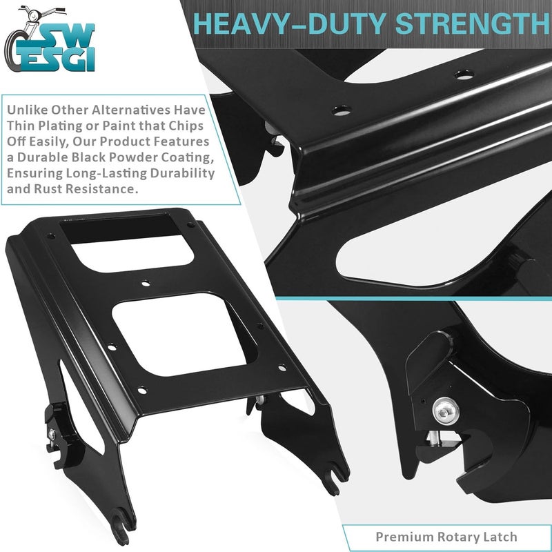 SWESGI Detachable Two Up Tour Trunk Mounting 09-13 2-Up Tour Trunk Mounting Rack Compatible Harley Davidson Touring Street Glide Road King Road Glide Electra Glide (2009-2013 Rack Black) - Image 2